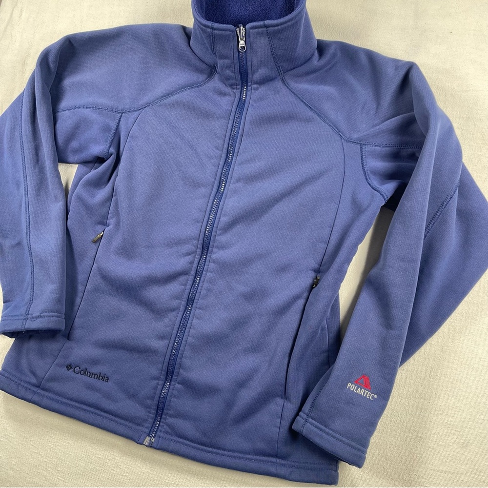 Columbia Polartec Blue Full-Zip Polartec Fleece lined Jacket women’s winter sz S